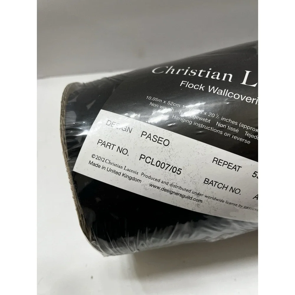 Christian Lacroix Flocked Wall Covering Black Gray 2012 Paseo Pattern 2 Roll NIP